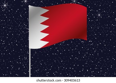 3D Flag Illustration waving in the night sky of the country of Bahrain