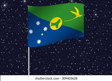 3D Flag Illustration waving in the night sky of the country of Christmas Island