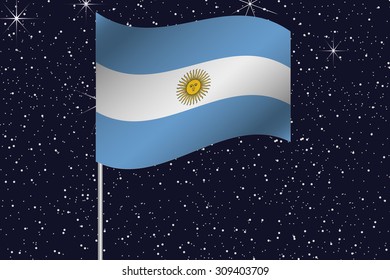3D Flag Illustration waving in the night sky of the country of Argentina