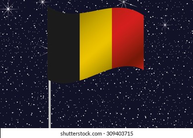 3D Flag Illustration waving in the night sky of the country of  Belgium
