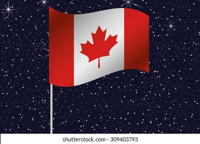 3D Flag Illustration waving in the night sky of the country of Canada