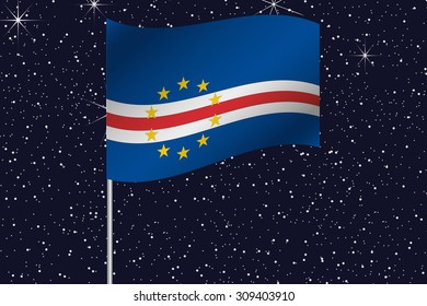 3D Flag Illustration Waving In The Night Sky Of The Country Of Cape Verde