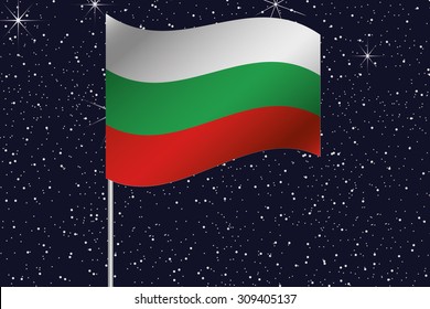 3D Flag Illustration waving in the night sky of the country of  Bulgaria