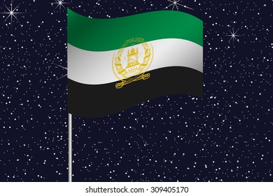 3D Flag Illustration waving in the night sky of the country of  Afghanistan