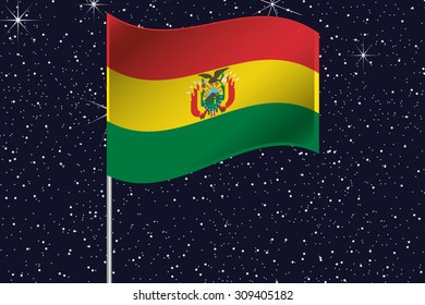 3D Flag Illustration waving in the night sky of the country of Bolivia