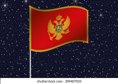 3D Flag Illustration waving in the night sky of the country of  Montenegro