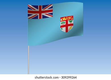 A 3D Flag Illustration waving in the sky of the country of Fiji