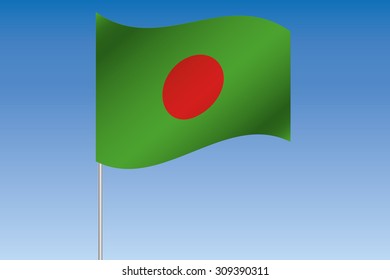 A 3D Flag Illustration waving in the sky of the country of  Bangladesh