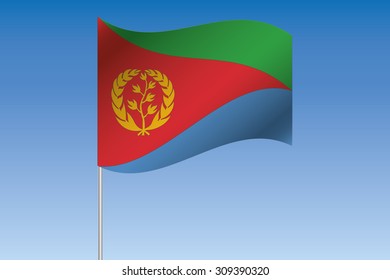 A 3D Flag Illustration waving in the sky of the country of  Eritrea