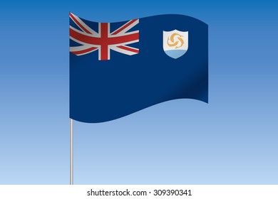 A 3D Flag Illustration waving in the sky of the country of  Anguilla