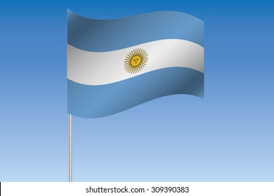 A 3D Flag Illustration waving in the sky of the country of  Argentina
