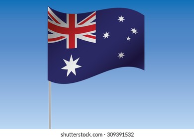 A 3D Flag Illustration waving in the sky of the country of  Australia