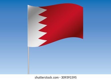 A 3D Flag Illustration waving in the sky of the country of  Bahrain