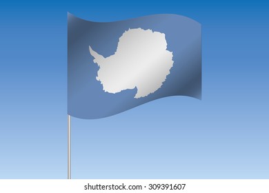 A 3D Flag Illustration waving in the sky of the country of  Antartica