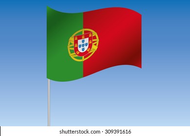 A 3D Flag Illustration waving in the sky of the country of Portugal
