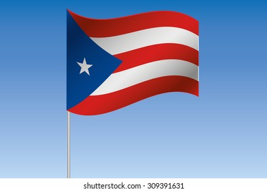 A 3D Flag Illustration waving in the sky of the country of  Puerto Rico