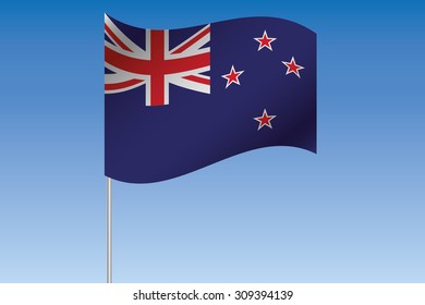 A 3D Flag Illustration waving in the sky of the country of  New Zealand