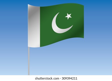 A 3D Flag Illustration waving in the sky of the country of Pakistan