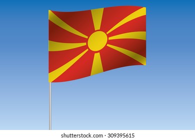 A 3D Flag Illustration waving in the sky of the country of  Macedonia