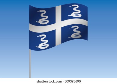 A 3D Flag Illustration waving in the sky of the country of Martinique