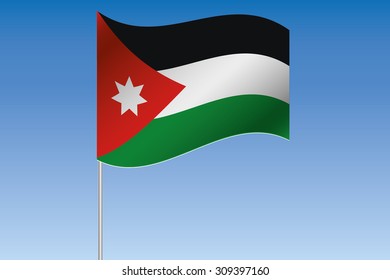 A 3D Flag Illustration waving in the sky of the country of  Jordan