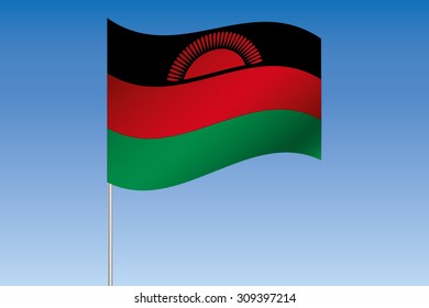 A 3D Flag Illustration waving in the sky of the country of  Malawi