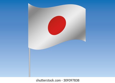 A 3D Flag Illustration waving in the sky of the country of  Japan
