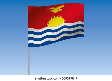 A 3D Flag Illustration waving in the sky of the country of  Kiribati