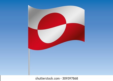 A 3D Flag Illustration waving in the sky of the country of  Greenland
