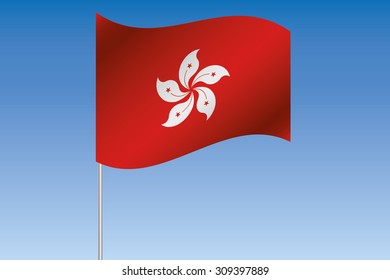 A 3D Flag Illustration waving in the sky of the country of  Hong Kong