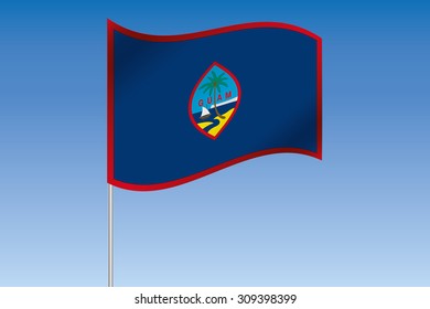 A 3D Flag Illustration waving in the sky of the country of  Guam