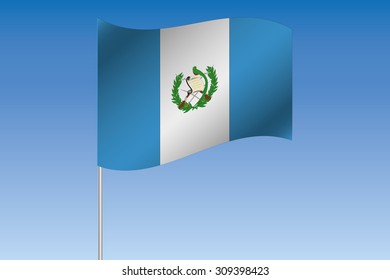 A 3D Flag Illustration waving in the sky of the country of Guatemala