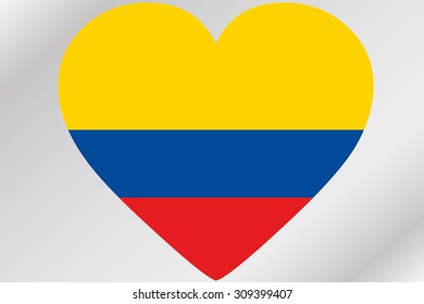 A 3D Flag Illustration waving in the sky of the country of Colombia