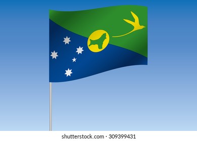 A 3D Flag Illustration waving in the sky of the country of  Christmas Island