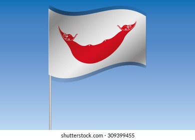 A 3D Flag Illustration waving in the sky of the country of  Easter Island