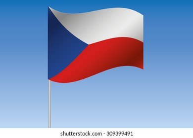 A 3D Flag Illustration waving in the sky of the country of  Czech Republic