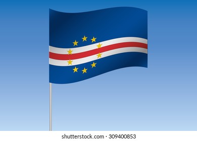A 3D Flag Illustration waving in the sky of the country of  Cape Verde