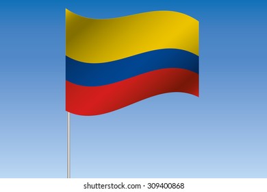 A 3D Flag Illustration waving in the sky of the country of  Colombia