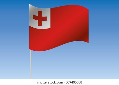 A 3D Flag Illustration waving in the sky of the country of  Tonga