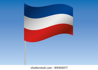 A 3D Flag Illustration waving in the sky of the country of  Yugoslavia
