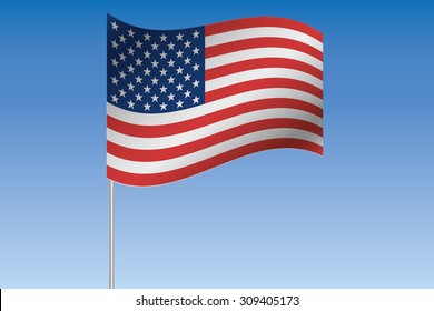 A 3D Flag Illustration waving in the sky of the country of  United States of America