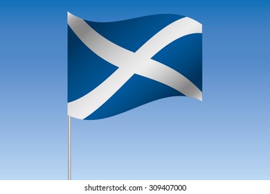 A 3D Flag Illustration waving in the sky of the country of Scotland