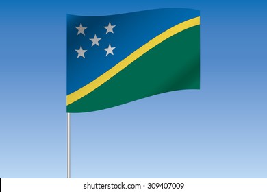 A 3D Flag Illustration waving in the sky of the country of  Solomon Islands