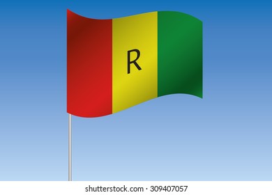 A 3D Flag Illustration waving in the sky of the country of  Rwanda