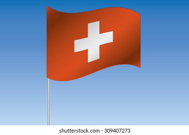 A 3D Flag Illustration waving in the sky of the country of  Switzerland
