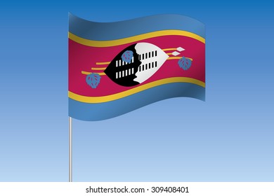 A 3D Flag Illustration waving in the sky of the country of  Swaziland