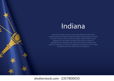 Indiana de 3d bandera, estado de los Estados Unidos, aislada en segundo plano con copyspace