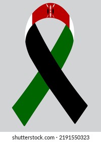 3D Flag of Kenya on a fabric ribbon.