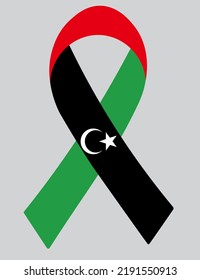 3D Flag of Libya on a fabric ribbon.