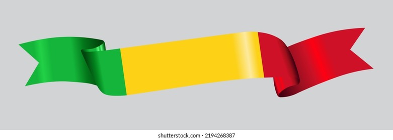 3D Flag of Mali on a fabric ribbon.